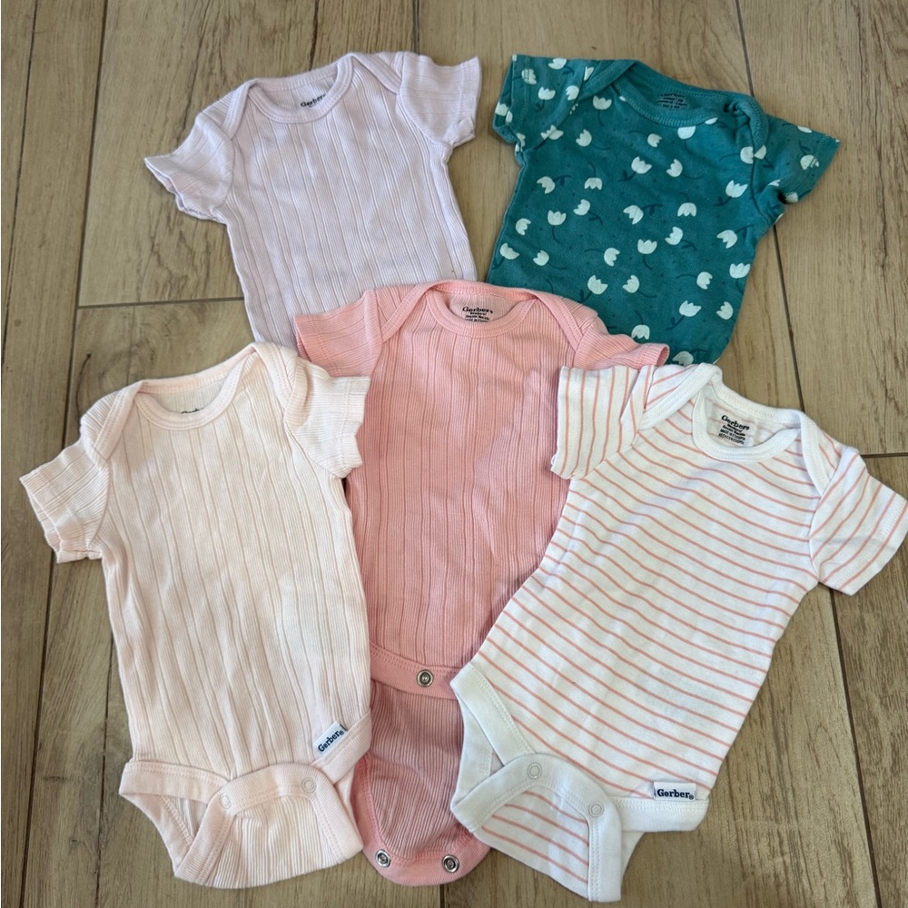 Gerber Baby Bodysuits Set - Pink, Teal, White